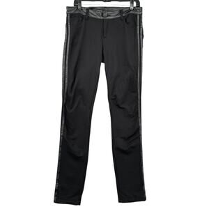 Kut From The‎ Kloth Black Faux Leather Trim Side Stripe Trouser Pants Size 6